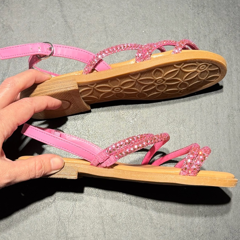 Girls Size 3 Sonoma Pink Rhinestone Slides Brand New - Picture 4 of 5